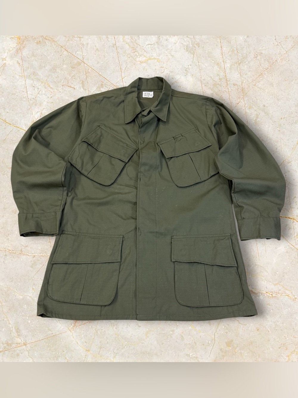 Vintage 1960s Vietnam Jungle Jacket, Size Small Reg, Slant pockets, OG 107